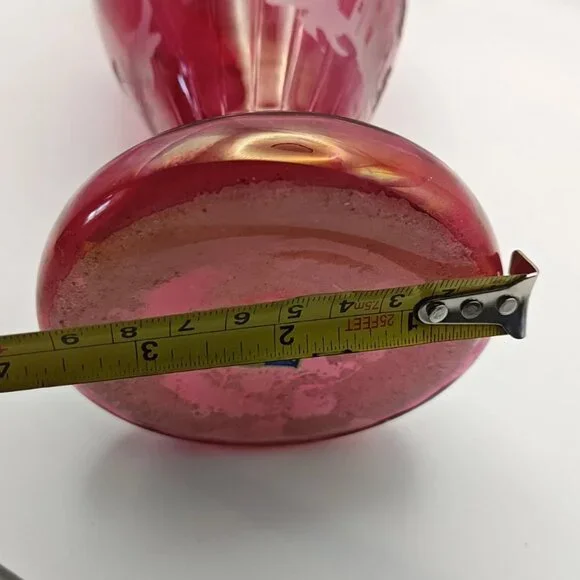 Vintage Cranberry Ruby Flash Cut Glass Vase - Picture 6 of 9